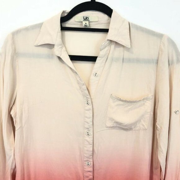 YA Los Angeles Ombre Button-Up Collared Shirt Pocket Roll Tab Sleeves Size S - Picture 6 of 8